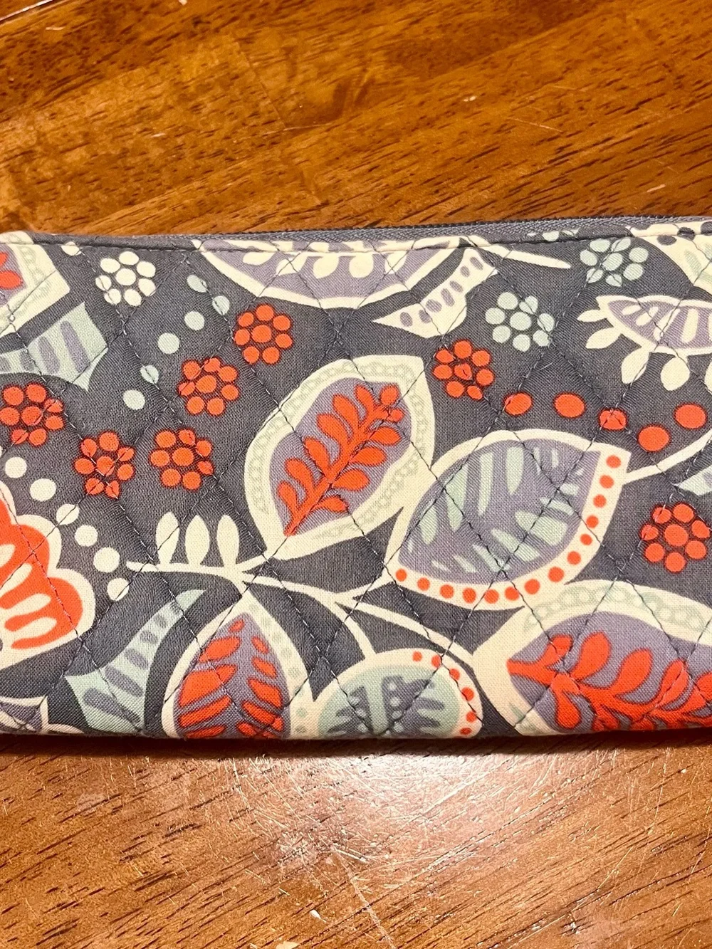 Vera Bradley Floral Zip-Around Wallet - Gray, Coral & Mint B58/c4